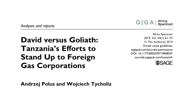 David versus Goliath: Tanzania’s efforts to stand up to foreign gas corporations (2019)